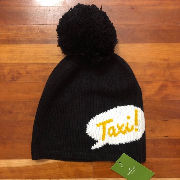 Kate Spade Taxi Graphic Pom Pom Beanie NWT - Picture 2 of 3